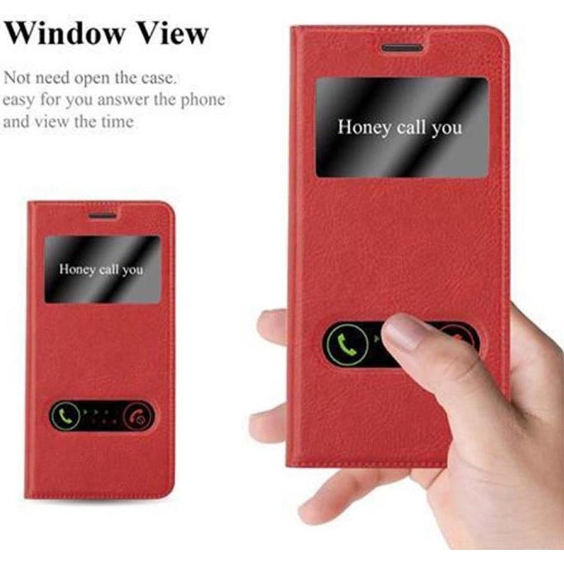 Thumbnail - Cadorabo Book mit View Doppelfenster Cover (Samsung Galaxy S7 Edge), Smartphone Hülle, Rot