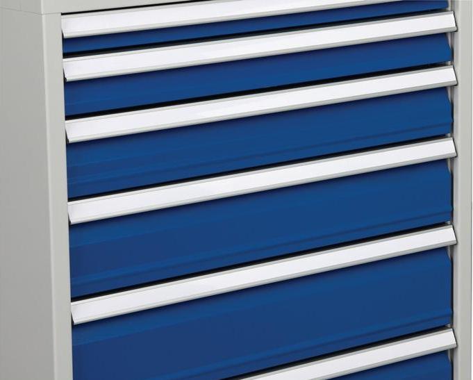 Produktbild Bedrunka & hirth Schubladenschrank H1019xB705xT736mm lichtgrau/signalblau 7 Schubl.Vollauszug (80 cm, 115 cm)
