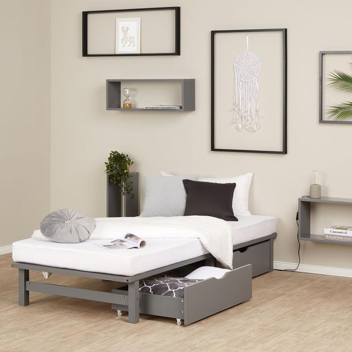 Actual product image Homestyle4u Palettenbett mit Bettkästen & Matratze (90 x 200 cm)