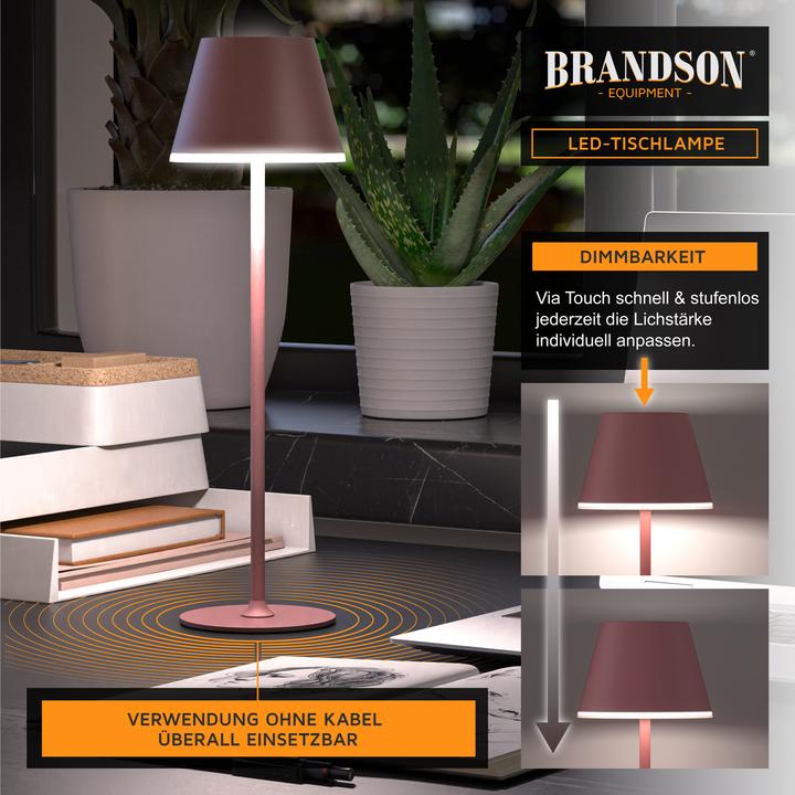 Image du produit Brandson LED Tischleuchte mit Akku, Kabellos, Touch, dimmbar, aus Metal, Dimmfunktion, Schreibtischlampe