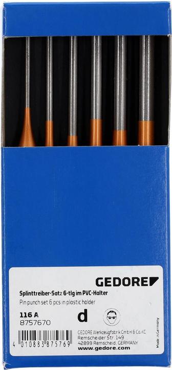 Produktbild Gedore Splinttreiber-Satz inkl. PVC-Halter, 6-teilig, Stahl/Lackierung, Silber/Kupfer