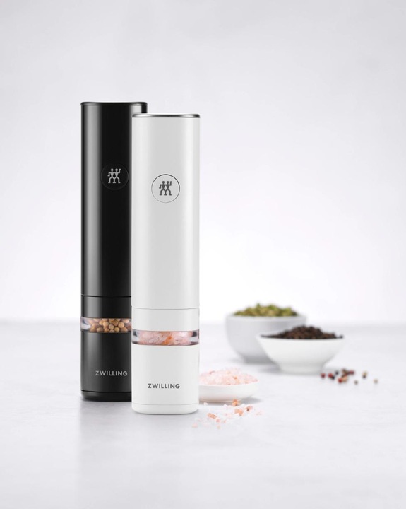 Immagine prodotto Zwilling Set di 2 macinaspezie elettrici Enfinigy, bianco/nero (Pepe, Sale)