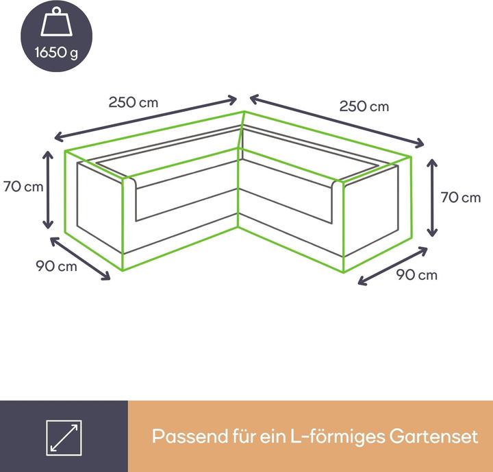 Produktbild Garden Lights Schutzhülle für L-förmiges Lounge-Set - 250 cm