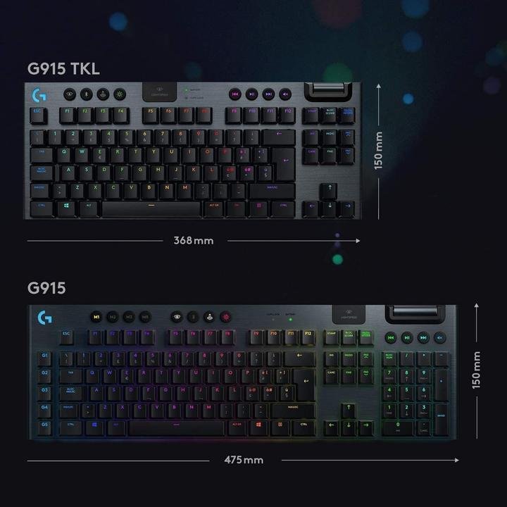 Productafbeelding Logitech G G915 TKL Tenkeyless LIGHTSPEED Draadloos RGB Mechanisch Gaming Toetsenbord RF Wirele (IT, Draadloze)