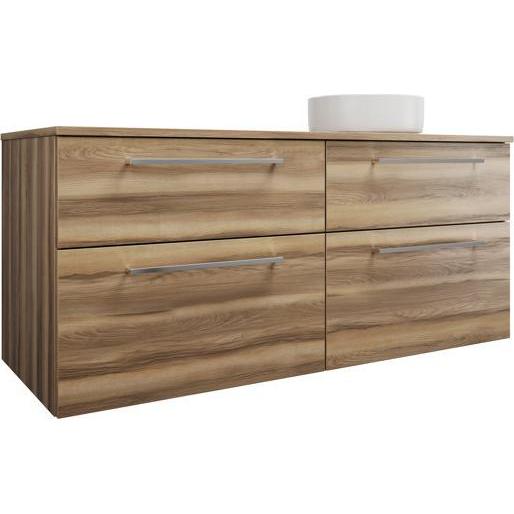 burgbad, Badmöbelset, Eqio Keramik-Aufsatzwaschtisch rechts, rund, inklusive Waschtischunterschrank, Breite 1400m