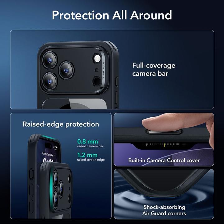Produktbild ESR Classic Hybrid Magnetic Case (Camera Control), for iPhone 17 Pro, Clear Black (Apple iPhone 17 Pro)