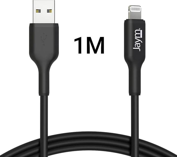 Actual product image Jaym USB to Lightning MFI 2.4A 1M charging and data synchronisation cable (1 m, USB 3.2 Gen 2)