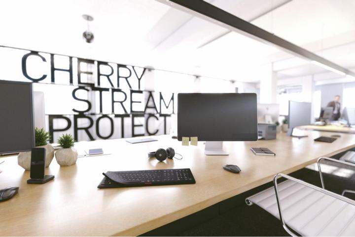 Actual product image CHERRY TAS STREAM PROTECT KEYBOARD Wireless DE-Layout bw (DE, Cable)