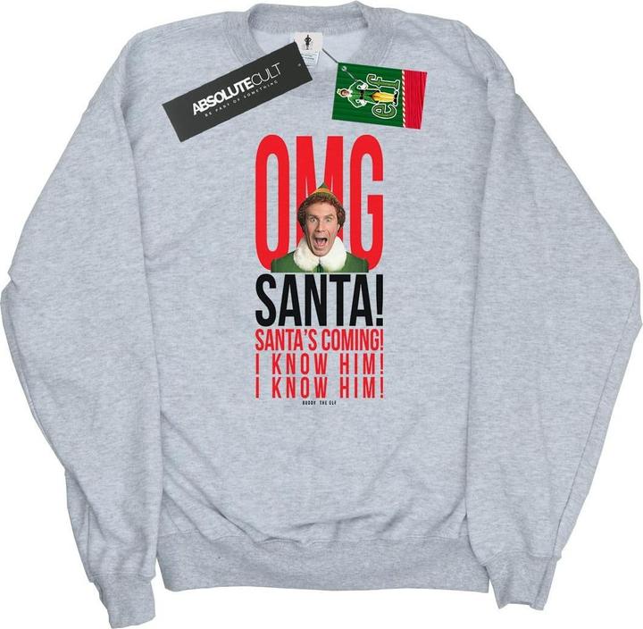 Actual product image Elf Womens/Ladies OMG Santa I Know Him Sweatshirt (L)