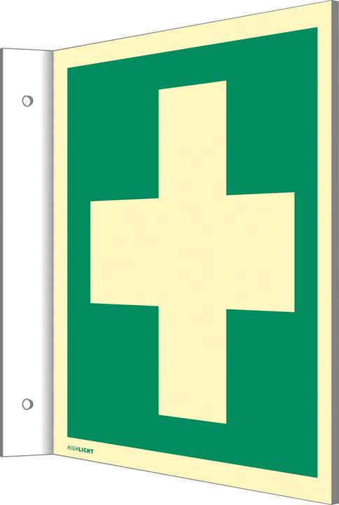 Moravia Rettungszeichen Erste Hilfe Fahnenschild Kunststoff, 148x148 mm