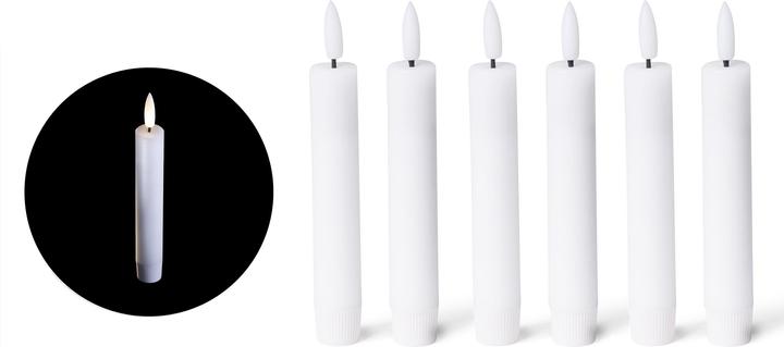 Novaliv Weisse LED Stabkerze mit Timerfunktion 6er Set - Stabkerze LED bewegliche Flamme Timer - 12,5cm Höhe (6 x)