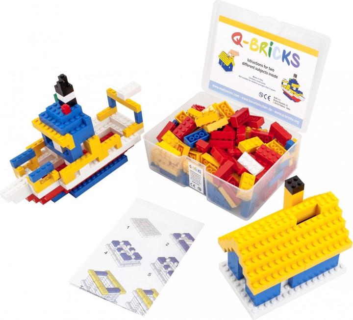 Produktbild Q-Bricks Box Baustein Haus+ Fischerboot Mischfarben