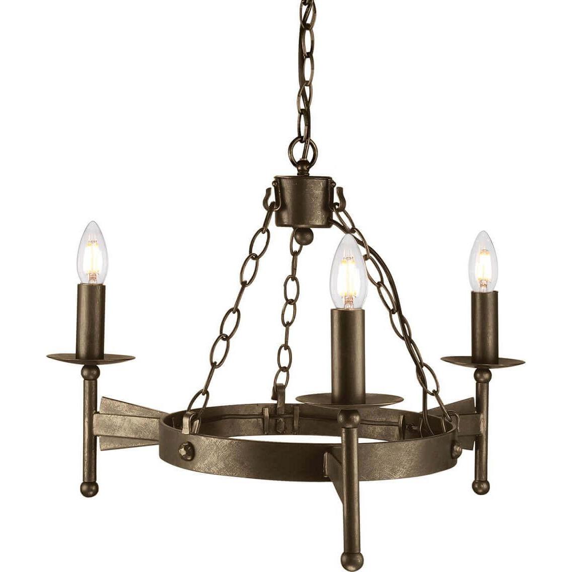 Elstead Lighting, Kronleuchter, Cromwell Kronleuchter E14 3-fach Alte Bronze, Made in UK (60 cm)