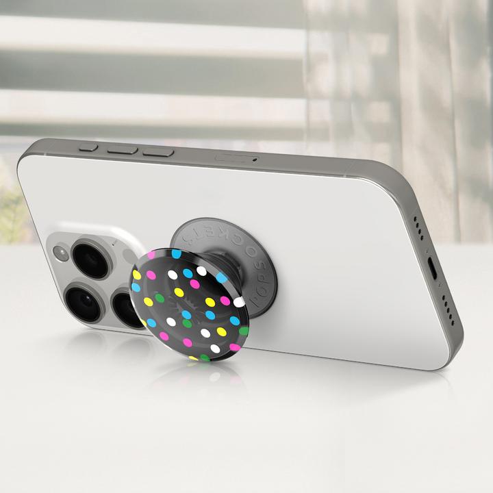 Actual product image PopSockets PopGrip Black Disco Dots