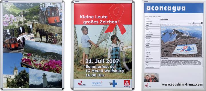 Actual product image Franken Poster frame DIN A1, 32 mm frame profile silver anodized aluminum snap frame, plastic corners (A1)