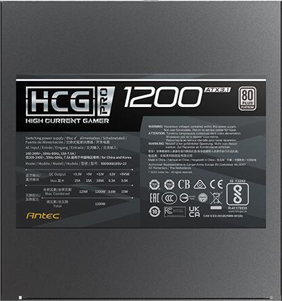 Actual product image Antec Power supply HCG 1200 PRO P EC ATX3.1 Modular 80+ Platinum retail (1200 W)