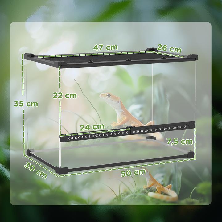 Image du produit PawHut Terrarium Hartglas, Stahl Schwarz