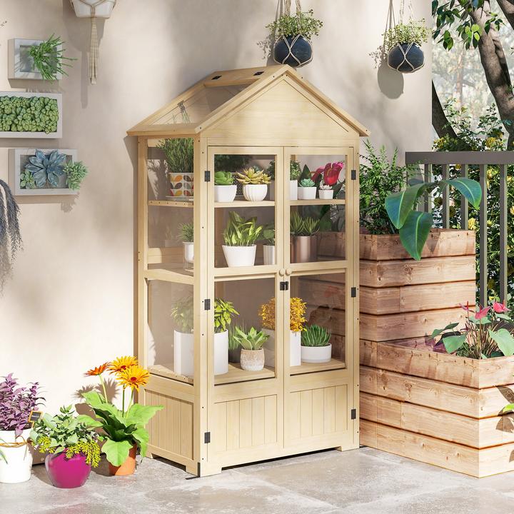 Image du produit Outsunny Frühbeet Tannenholz, Acryl Naturholz