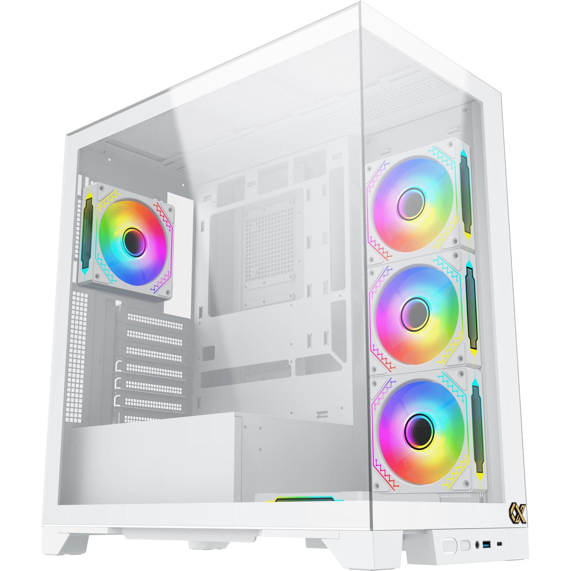 Xigmatek Boitier Moyen Tour ATX Endorphin Ultra RGB avec panneaux vitrés (Blanc) (Mini-ITX, mATX, ATX), Case PC, Bianco