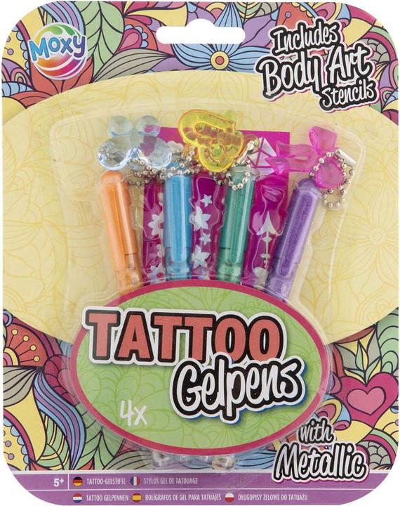 Immagine prodotto Grafix Penne gel metallizzate per tatuaggi con sagoma, 4 pezzi.
