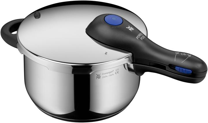 Productafbeelding WMF Snelkookpan 3tlg 4,5+3l groot kooksignaal Perfect Plus Inductie (22 cm, Kookpotten en pannenset, Roestvrij staal)