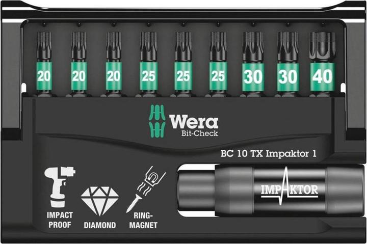 Actual product image Wera Bit-Check 10 TX Impaktor 1 (T40, T25, T20, T30)