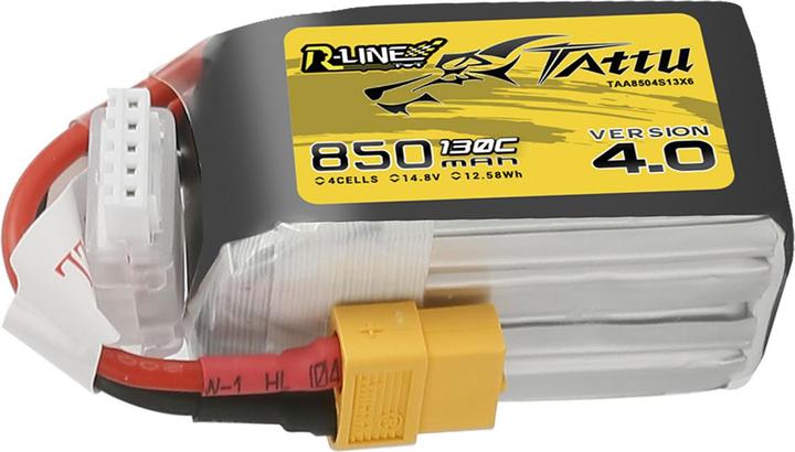 Produktbild Tattu Akumulator R-Line 850mAh 14.8V 130C 4S1P XT60 (14.80 V, 850 mAh)