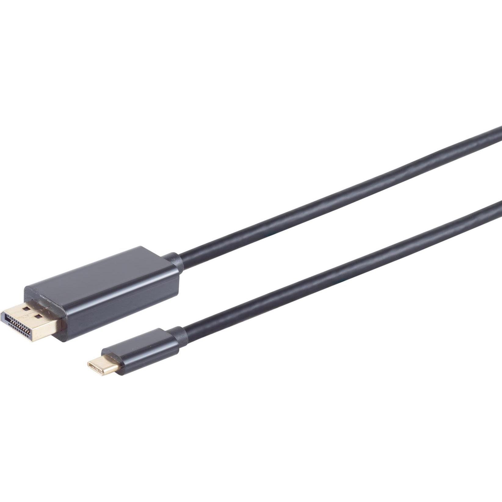 Berrybase USB-C Adapterkabel, USB-C Stecker DisplayPort St (USB Typ-C, 300 cm), Data + Video Adapter, Schwarz
