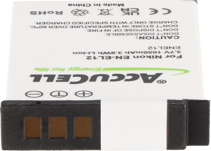 Actual product image AccuCell Battery suitable for Nikon EN-EL12 battery, CoolPix S610, S610C, S710, 44.5 x 31.9 x 7.9mm (Camera battery)