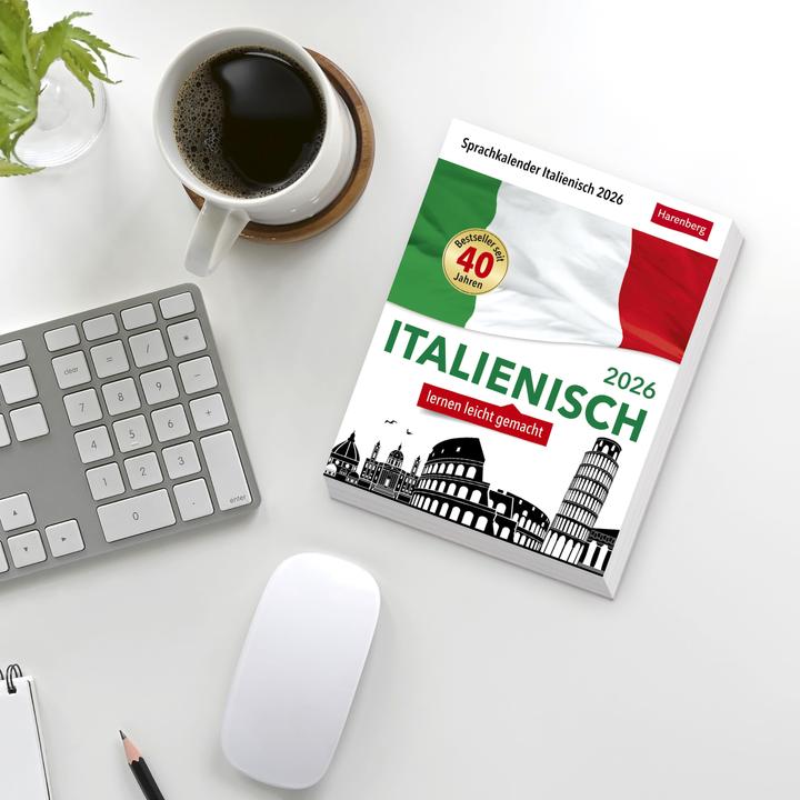 Immagine prodotto Harenberg Italienisch Sprachkalender 2026 - Italienisch lernen leicht gemacht - Tagesabrei (12,5 x 16 cm)