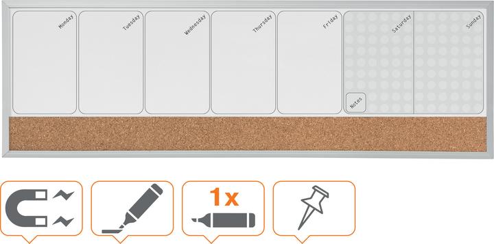 Actual product image Nobo Combination Board Weekly Organiser (58.5 x 19 cm)