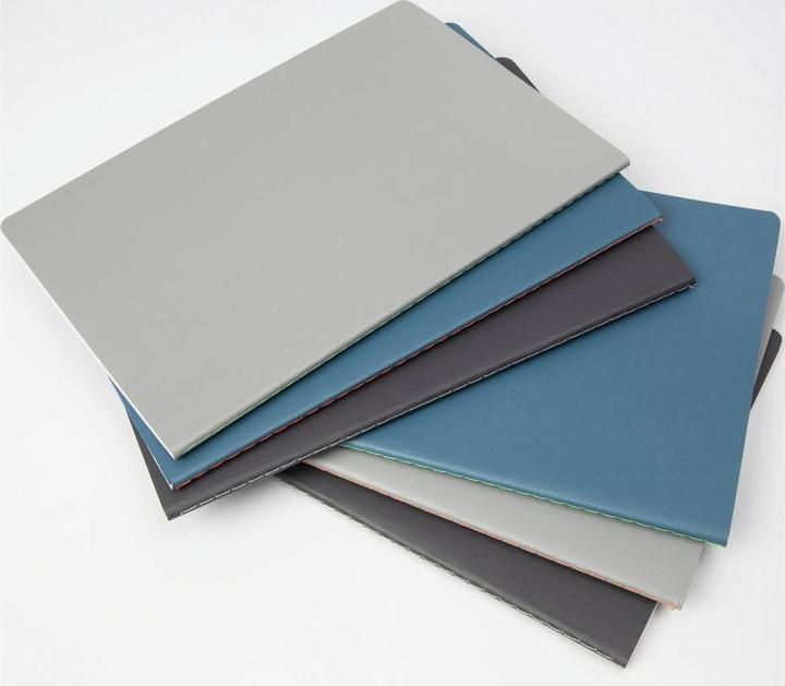 Actual product image Sigel 2 notebooks Linescape DIN A5 squared, light grey, neon-orange softcover 68 pages (A5, Checked, Soft cover)