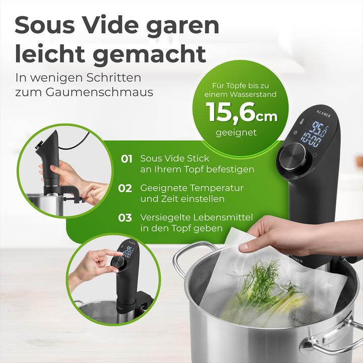 Productafbeelding KLAMER Sous Vide Stick 1200 Watt IPX7 wasserdicht 3D Zirkulation