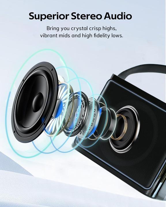 Produktbild Qeekada Tragbare Karaoke-Anlage mit 2 Mikrofonen und RGB Licht