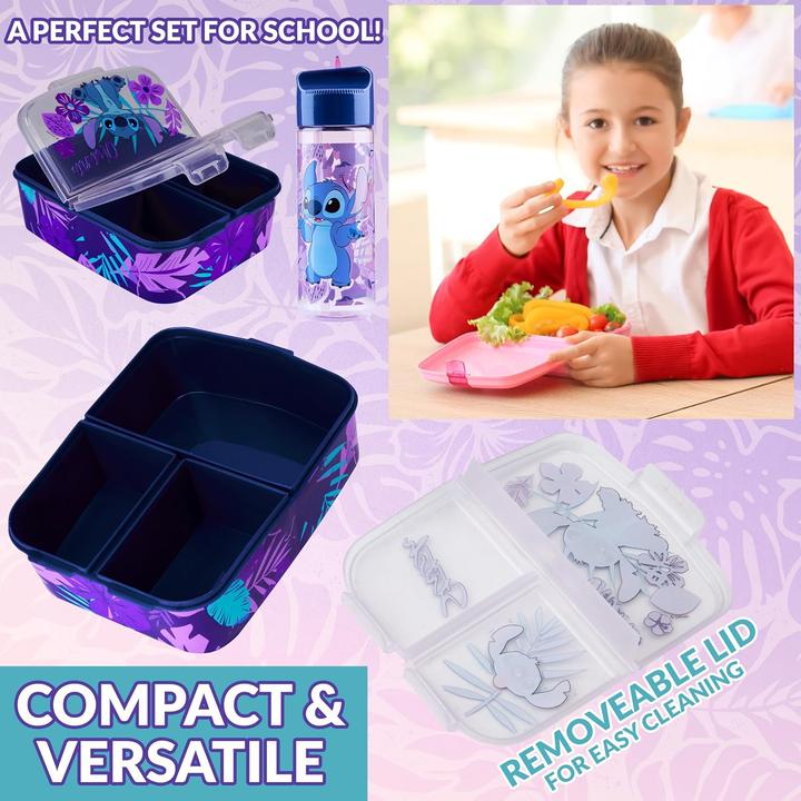 Actual product image Disney Stitch Kinder Lunchbox mit Fächern und Wasserflasche