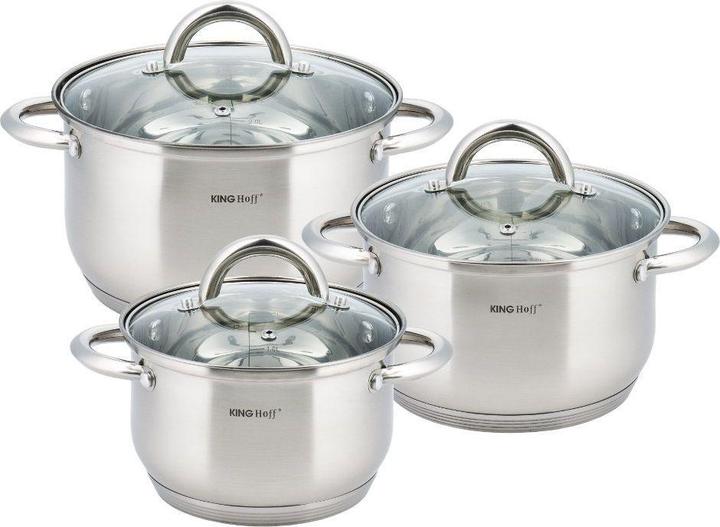 Actual product image Edelhoff 3 POT SET KINGHOFF KH-4446 (Pan set + pot set, Stainless steel, 16 x 10.50 cm)
