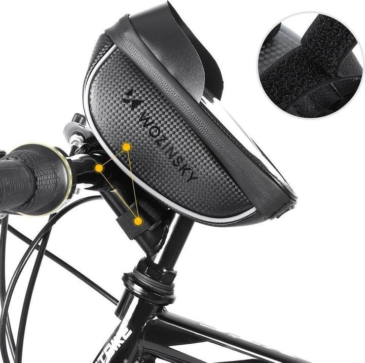 Produktbild Wozinsky Fahrradlenkertasche mit Handytasche 1l schwarz (WBB16BK) (1 l, Lenkertasche)