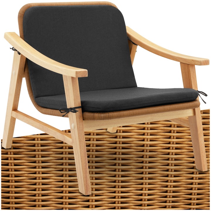 Immagine prodotto tectake Sedia in rattan Treviso, struttura in legno e cuscino