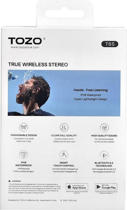 Productafbeelding Tozo Oordopjes TWS T6S Zwart (8 h, Draadloze)