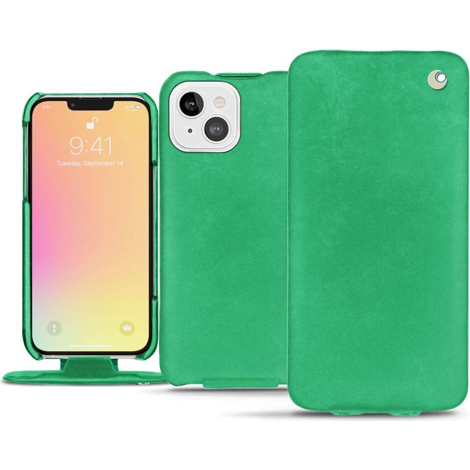 Noreve Lederschutzhülle vertikal (Apple iPhone 13), Smartphone Hülle, Grün