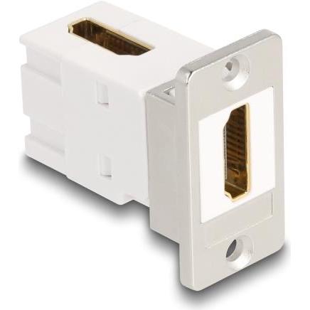 Thumbnail - Delock Panel Mount Keystone Modul HDMI Buchse zu Buchse 90° (HDMI, 36.70 cm), Data + Video Adapter, Silber, Weiss
