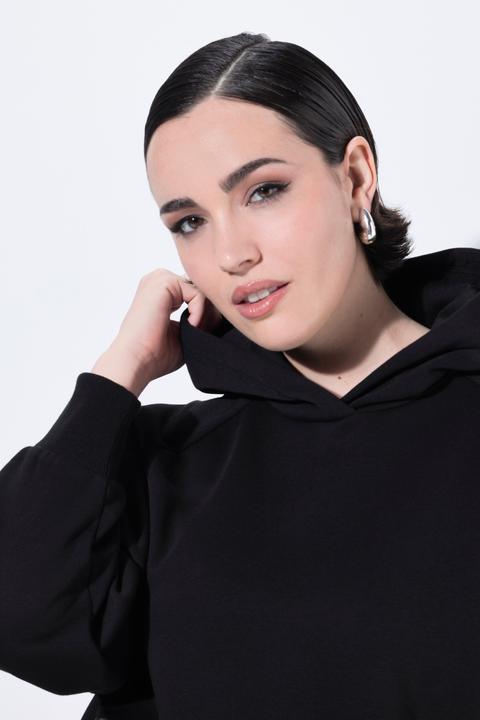 Produktbild Ulla Popken Hoodie, Black-Schriftzug, oversized, Kapuze (56)