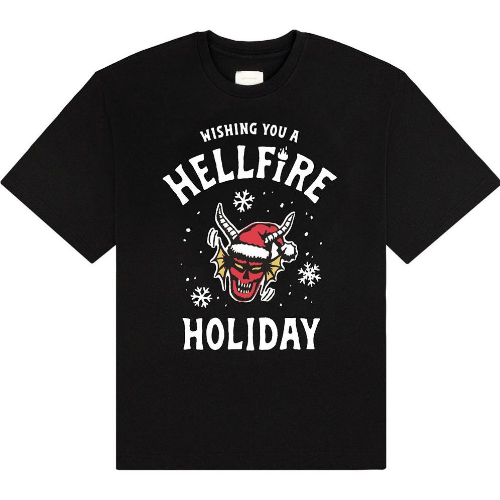 Netflix, Uomini, Maglietta, Stranger Things - Wishing You A Hell Fire, Nero, (L)