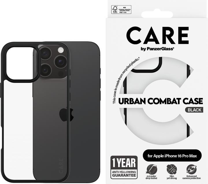 Actual product image PanzerGlass CARE Flagship Case Urban Combat Black Frame iPhone '24 6.9" Pro (Apple iPhone 16 Pro Max)