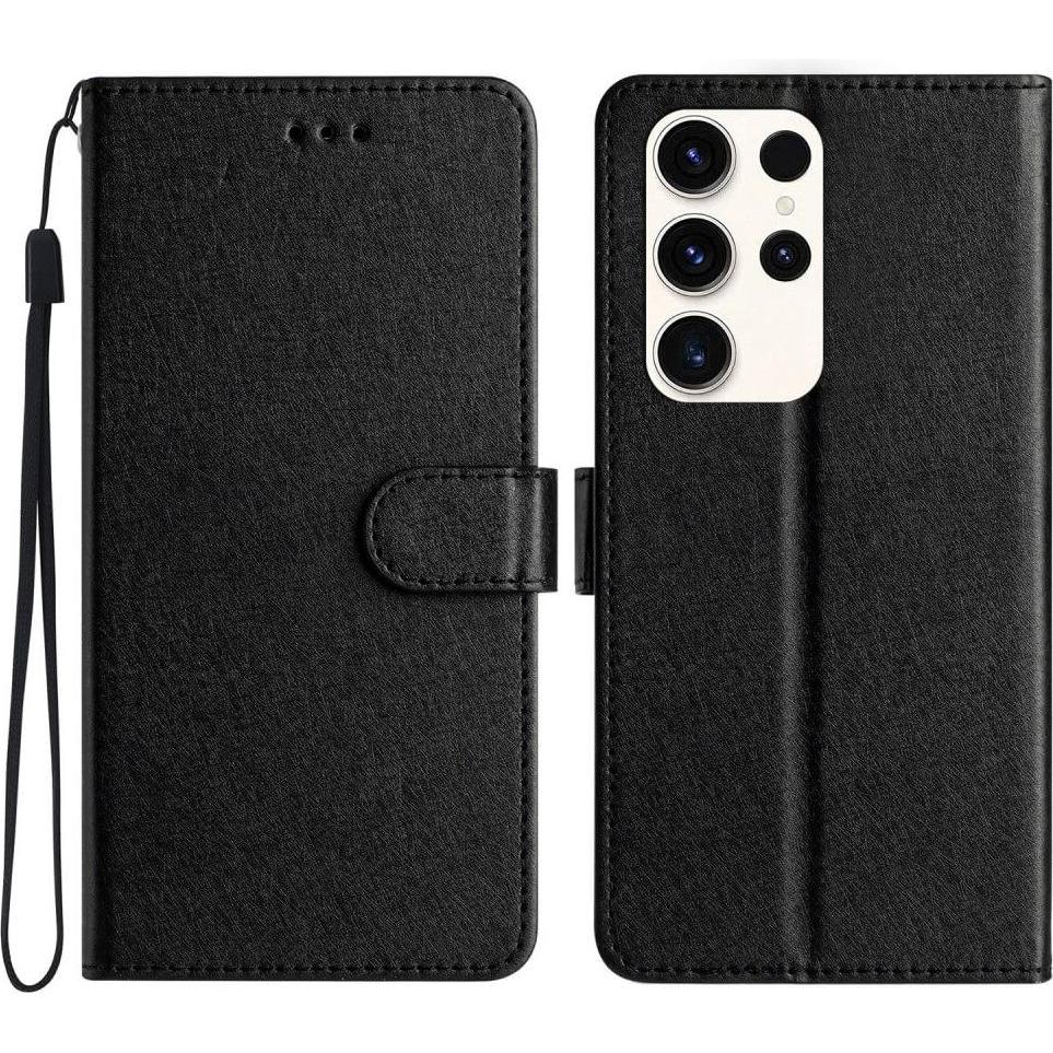 Cover-Discount Silk Texture Etui Hülle schwarz (Samsung Galaxy S24 Ultra), Smartphone Hülle, Schwarz