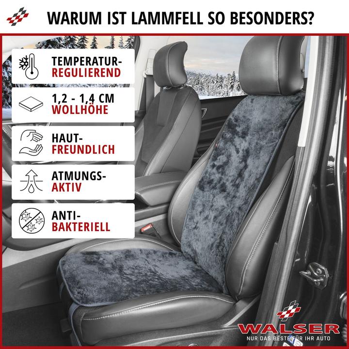 Produktbild CarComfort Sitzaufleger aus Lammfell Cosmo anthrazit 12-14 mm Fellhöhe