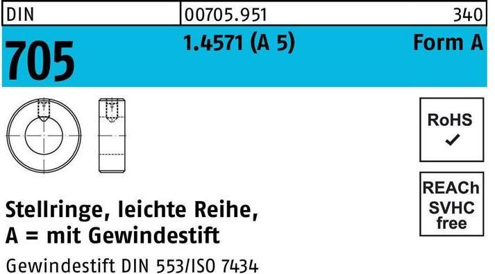 Immagine prodotto Collare DIN 705 con vite di fissaggio A 30 x 45 x 16 A 5 serie leggera