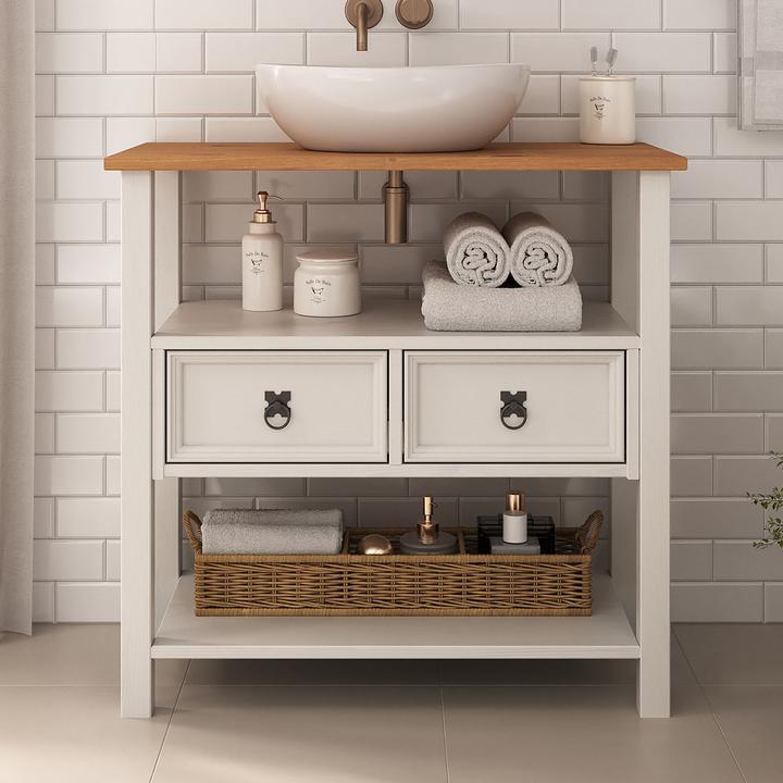 IDIMEX Waschbeckenunterschrank TEQUILA mit 2 Schubladen – Weiss/Eiche