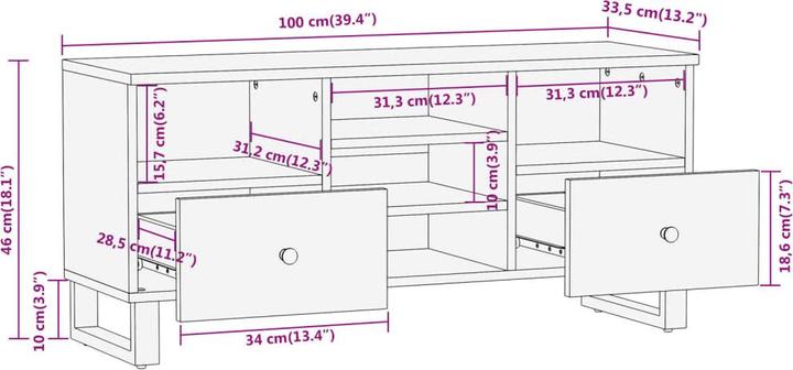 Immagine prodotto vidaXL TV-Schrank (100 x 33.50 x 46 cm)