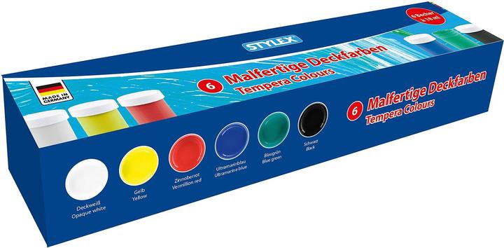 Produktbild Stylex Schulmalfarben 18ml 6Stück (Black, Green, Yellow, Blue, White, Red, 18 ml)